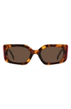 Carolina Herrera 53mm Rectangular Sunglasses In Havana Red/ Brown