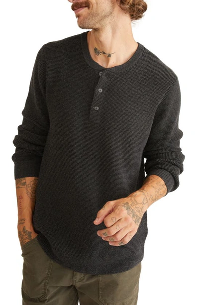Marine Layer Organic Cotton Blend Henley Sweater In Black