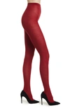 Wolford Merino Wool Blend Tights In Soft Cherry