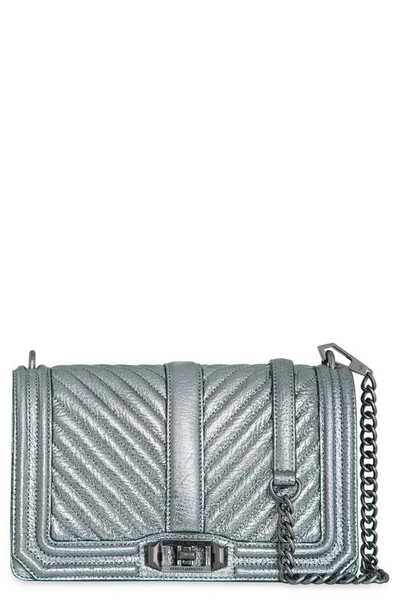 Rebecca Minkoff Small Love Quilted Leather Crossbody Bag In Anthracite