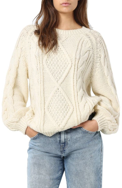 Noisy May Grace Cable Stitch Sweater In Eggnog