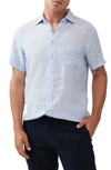 Rodd & Gunn Ellerslie Short Sleeve Linen Button-up Shirt In Iris