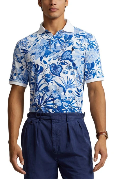 Polo Ralph Lauren Floral Mesh Polo In Jardin Floral White