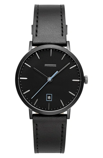 Uri Minkoff Norrebro Leather Watch, 40mm In Black