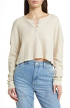 Pacsun Waffle Knit Henley In Oatmeal Heather
