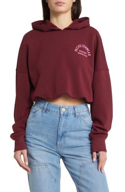 Pacsun Bubble Graphic Crop Hoodie In Windsor Wine