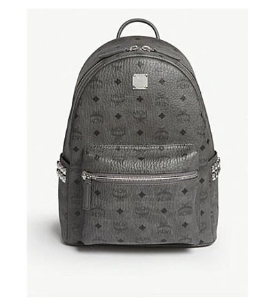 Mcm Stark Side Studs Leather Backpack In Phantom Grey
