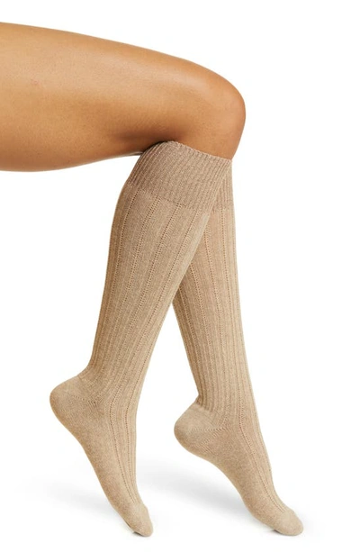 Oroblu Jasmine Metallic Knee High Socks In Beige-melange