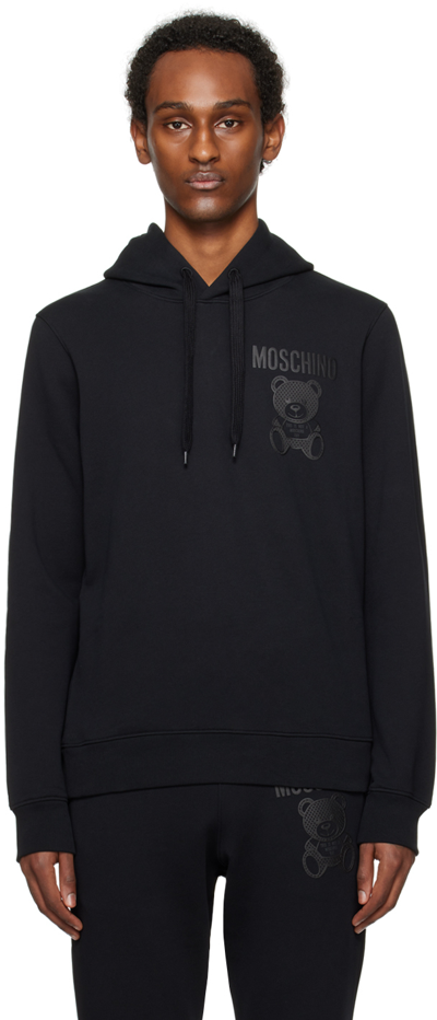 Moschino Teddy Bear-print Cotton Hoodie In Black