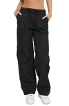 Know One Cares Nylon Cargo Pants In Black