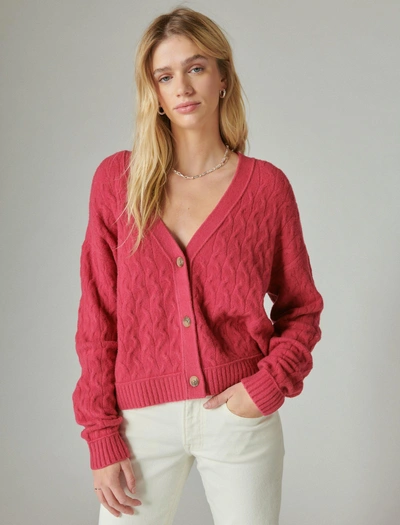 Lucky Brand Women's Cozy Cable-knit Button-front Cardigan In Red