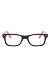Ray Ban 55mm Square Blue Light Blocking Glasses In Black Red