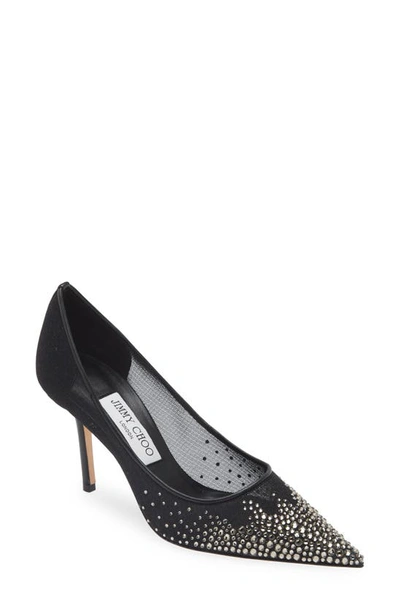 Jimmy Choo Love Crystal Embellished Pointed Toe Pump In Black