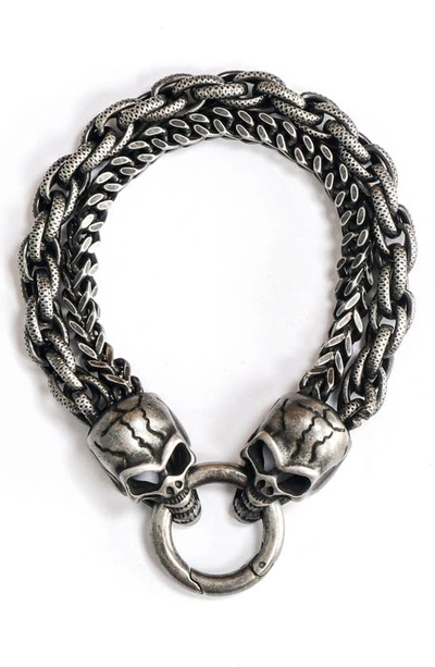 Clancy Garrett Double Skull Bracelet In Gunmetal