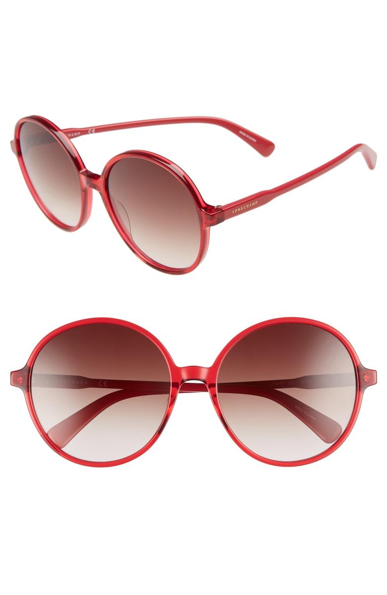 Longchamp 49Mm Gradient Round Sunglasses - Cherry/ Red