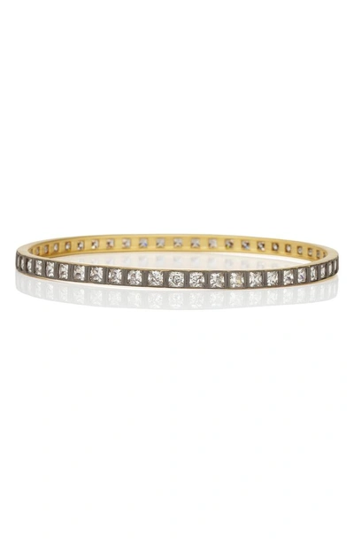 Freida Rothman Square Radiance Cubic Zirconia Bangle (special Purchase) In Gold/ Silver