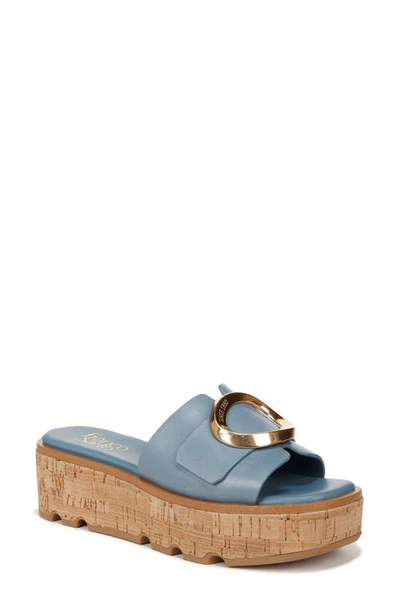 Franco Sarto Hoda Platform Wedge Slide Sandal In Denim Blue Leather