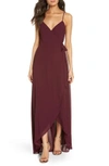 Show Me Your Mumu Mariah Wrap Maxi Dress In Merlot Chiffon