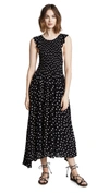 Free People Smocked Polka-dot Dress In Black Combo