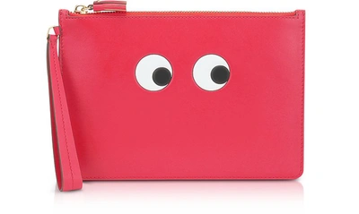 Anya Hindmarch Lollipop Circus Leather Eyes Zip-top Pouch In Red