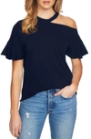 1.state Ruffle Cutout Tee In Classic Navy