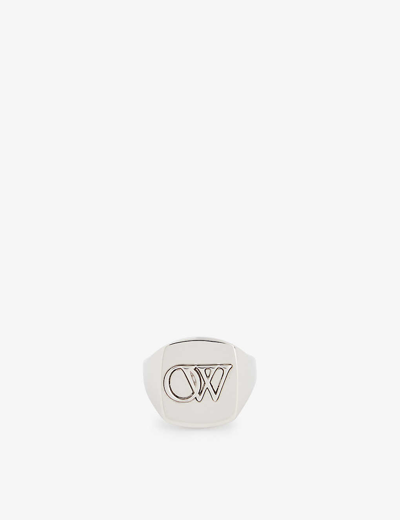 Off-white Ow-embossed Signet Ring In Silver No Color