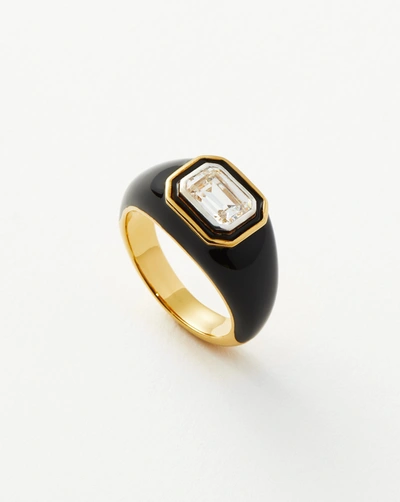 Missoma Enamel & Stone Dome Statement Ring 18ct Gold Plated Vermeil/black Black/gold