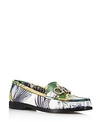 Ferragamo Women's Rolo Printed Leather Reversible Gancini Loafers In Bianco