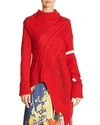 Preen Line Asymmetric Turtleneck Sweater In Red Ivory
