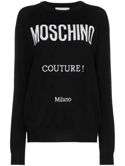 Moschino Logo Intarsia Sweater In Nero