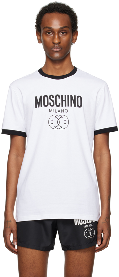Moschino Smiley Logo印花t恤 In White
