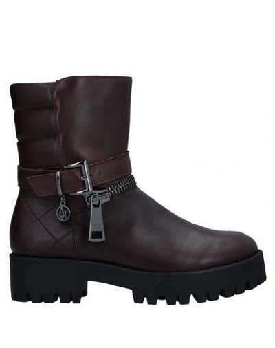 Armani Jeans Ankle Boots In Maroon