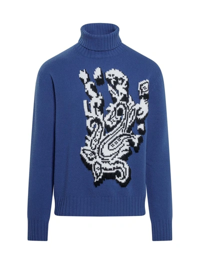 Etro Inlay Sweater In Blue