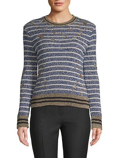 Valentino Striped Metallic Sweater In Multi