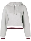 Alexander Wang T Cropped Cotton-blend Fleece Hoodie In Grey