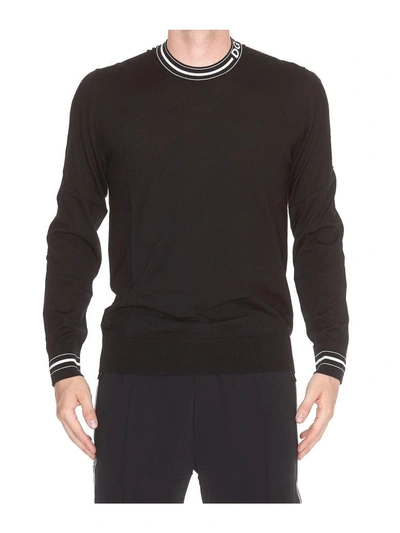 Dolce & Gabbana Black Logo-intarsia Wool Jumper