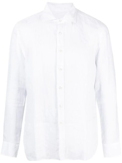 120% Lino Round-neck Linen T-shirt In White