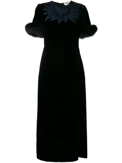 Fendi Embroidered Long Dress In Black