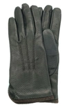 Portolano Knit Lined Leather Gloves In Black/ Espresso