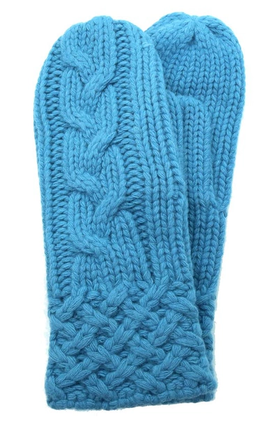 Portolano Chunky Cable Knit Mittens In Blue