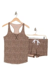 Calvin Klein Jersey Tank & Shorts Pajama 2-piece Set In Mini Cheetah Cedar