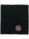 Fendi Logo Patch Scarf - Black