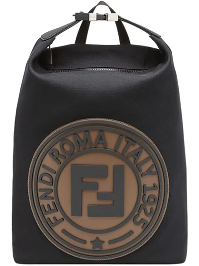 Fendi Men's Logo-stamped Canvas Backpack In Black/maya