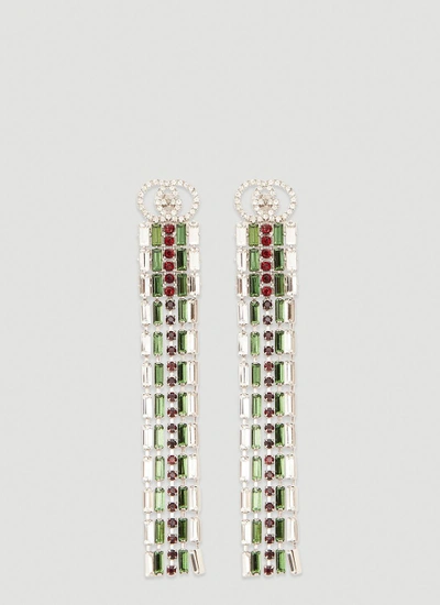 Gucci Crystal Web Drop Earrings In Green