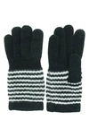 Portolano Cashmere Striped Gloves In Black/ Light Heather Grey