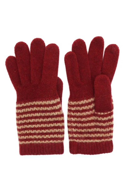 Portolano Cashmere Striped Gloves In Rum/ Heather Copper