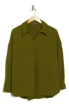 Adrianna Papell Woven Tunic In Olive Green