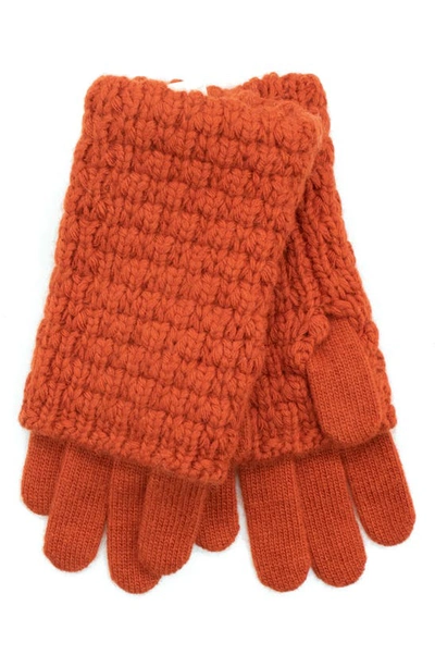 Portolano Chunky Knit Gloves In Rust