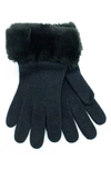 Portolano Faux Fur Knit Gloves In Black