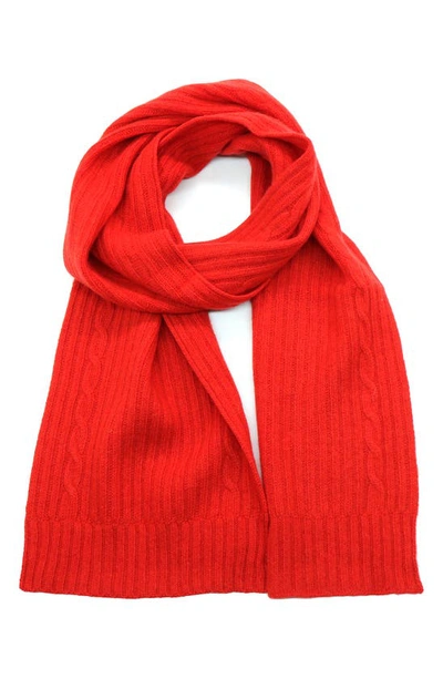 Portolano Cashmere Cable Knit Scarf In Fire Red